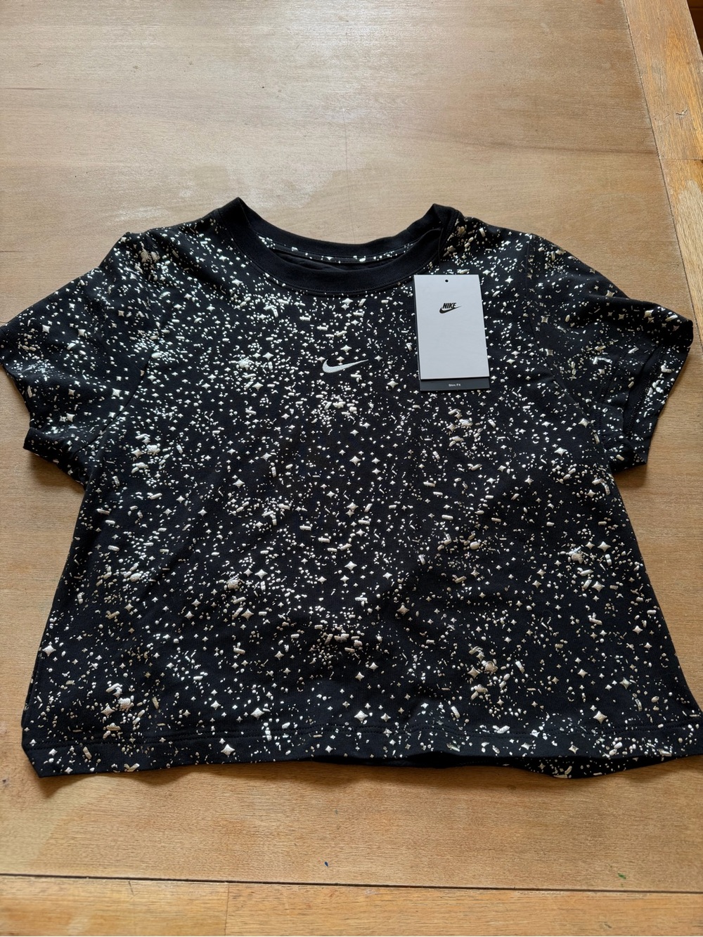 Nike Black Tee with Cream Splatter Print